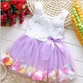 Purple Красивое платье с цветочным рисунком для маленьких девочек летнее маленькое детское платье-пачка принцессы без рукавов рождественское платье для малышей - Цвет: Purple