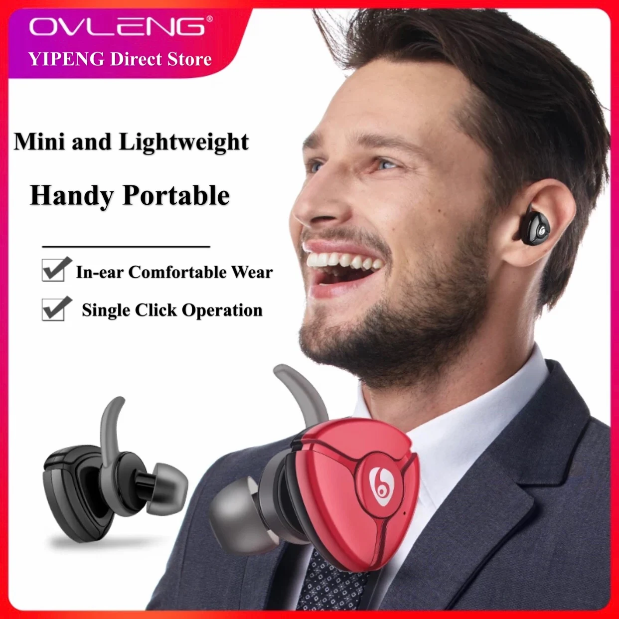 OVLENG A108, беспроводные bluetooth-наушники с микрофоном, свободные руки, для вождения, бизнеса, спорта, в уши, мини TWS наушники, глубокий бас