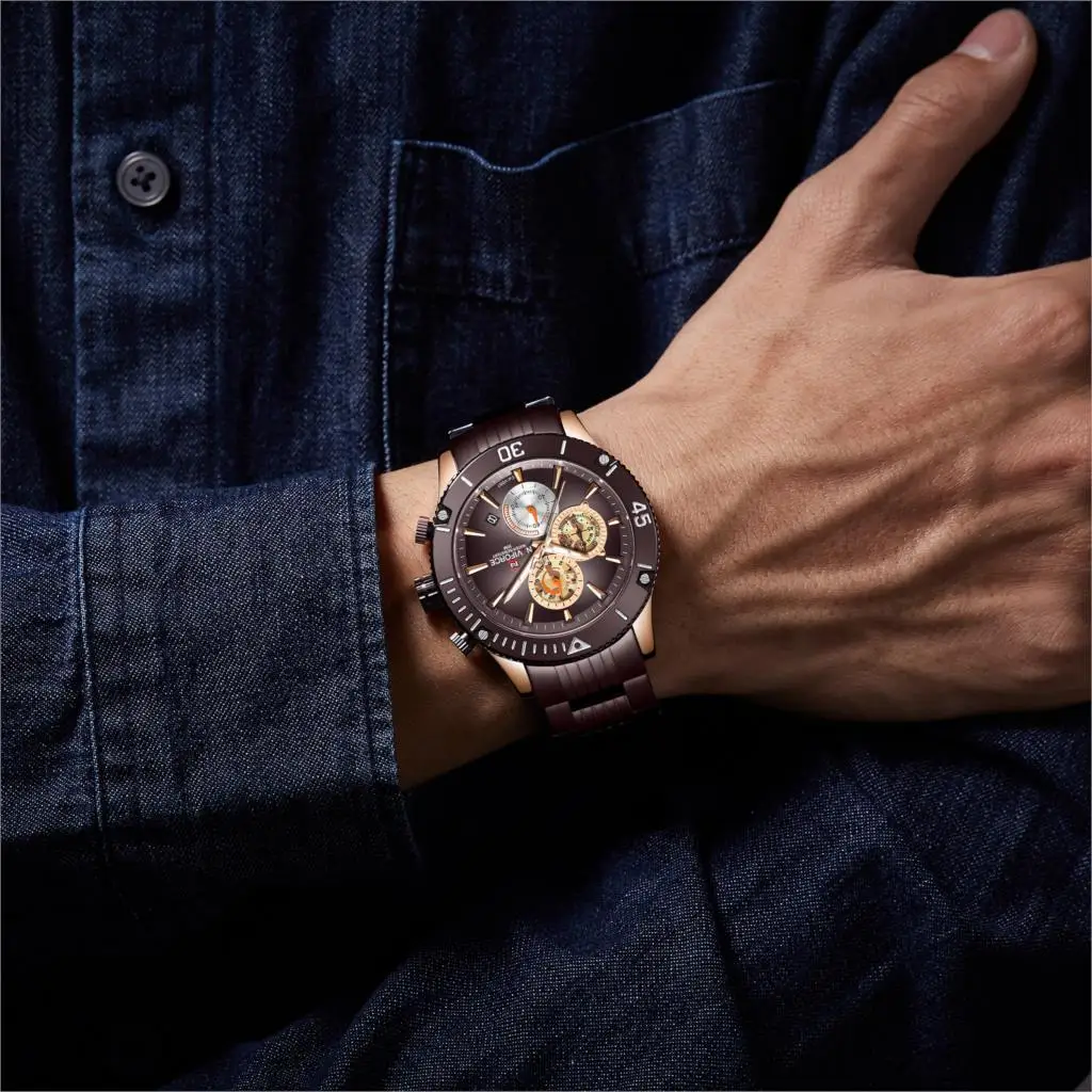 NAVIFORCE Men's Watches Chronograph Top Luxury Brand Waterproof Quartz Stainless Steel Date Analog Male Clock Relogio Masculino
