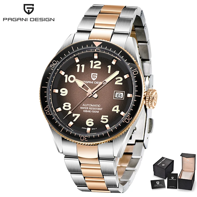 PAGANI DESIGN Luxury Men's Mechanical Wristwatch Top Brand NH35A Movement Blue Automatic 100M Waterproof Watch Relogio Masculino 