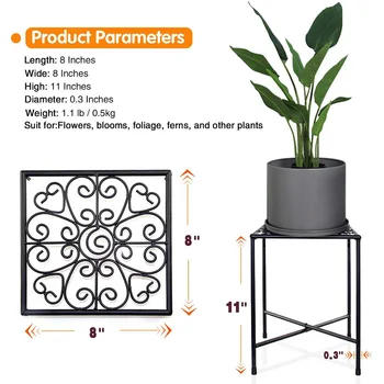 

Flower Pot Holder Anti Slip Detachable Iron Art Home Decor Housewarming Patio Potted Indoor Outdoor Garden Plant Stand Floor