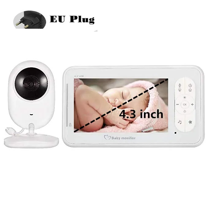 EU Plug 4,3 дюймов видео детский монитор с камерой Двусторонняя аудио няня детская камера безопасности Babyphone ночное видение датчик температуры - Цвет: EU Plug