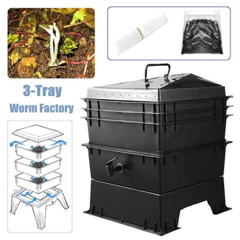 

80L PP Kitchen Waste Earthworm Compost Box DIY Composter Worm Factory Composter Homemade Earthworm Manure And Soil Buckets