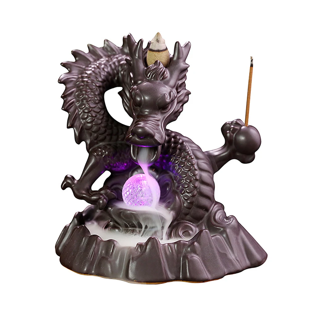 Dragon Rgb Color Changing Led Light Crystal Ball Backflow Incense