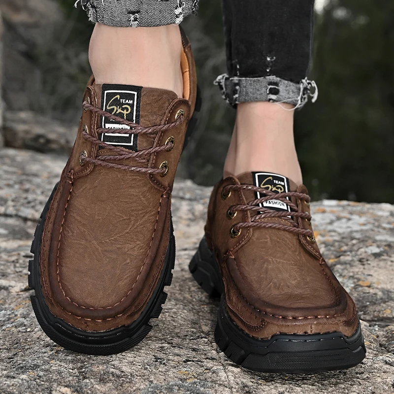 Men's Shoes Spring autumn Loafers Retro Ugly Big-toed Shoes