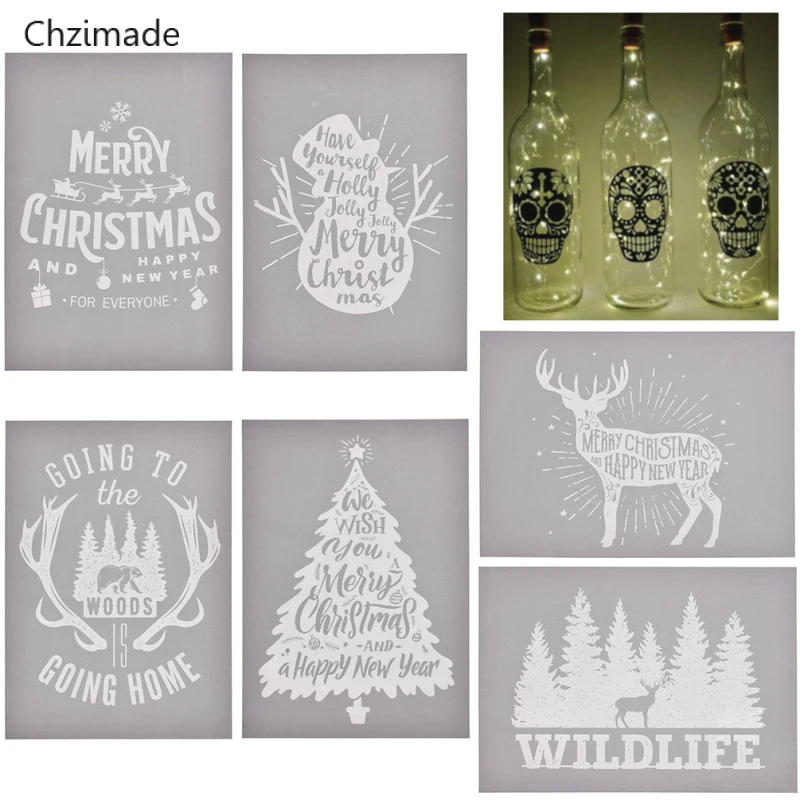 

Lychee Life Self-Adhesive Silk Screen Printing Mesh Transfers DIY Merry Christmas Painting Decor