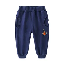 Коллекция года, штаны для мальчиков Новые Осенние товары, повседневные штаны в Корейском стиле из чистого хлопка детские штаны без подкладки детские брюки с рисунками