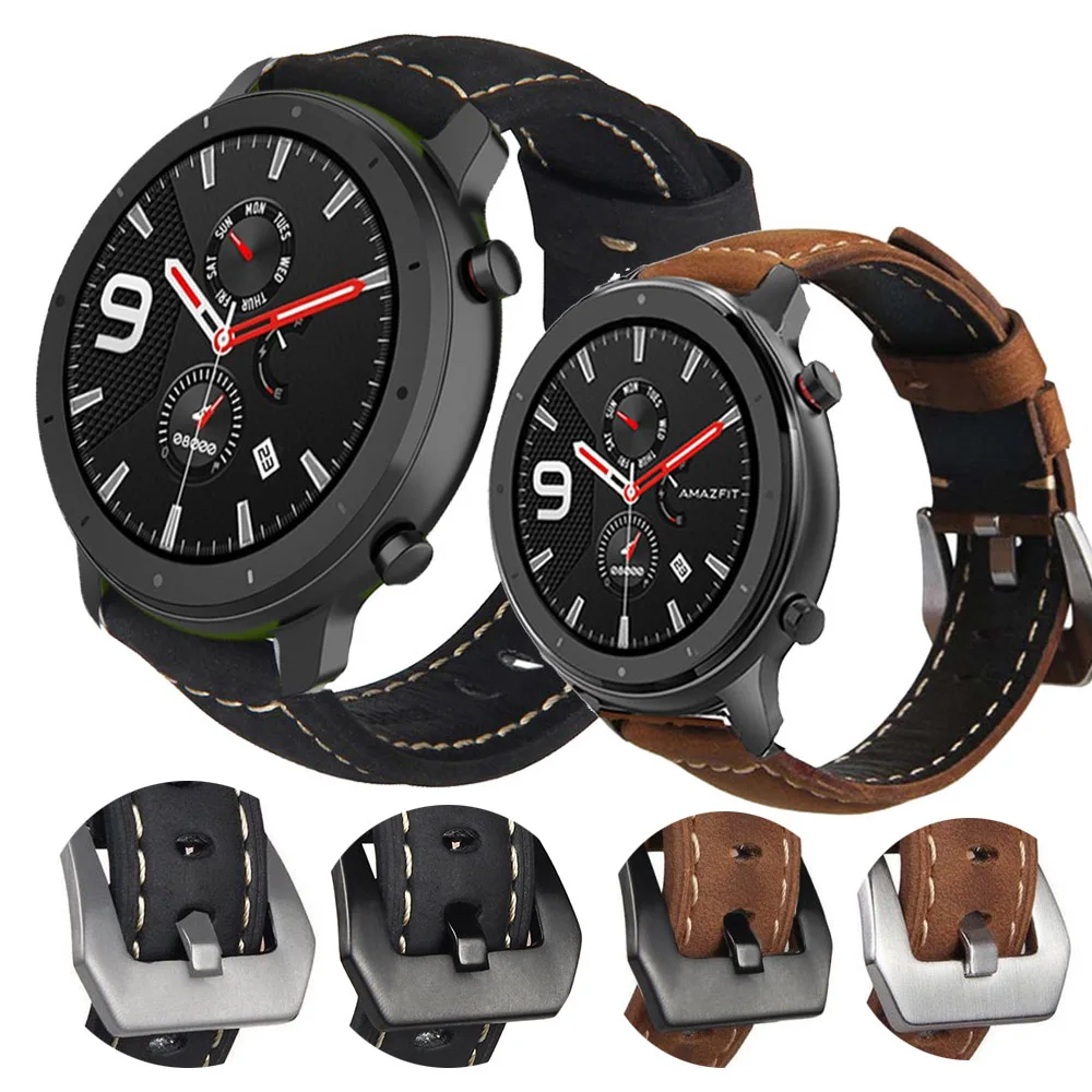 Кожаный ремешок для часов Huami GTR Amazfit gtr 47 мм 42 браслет bip/Stratos/Pace | Электроника