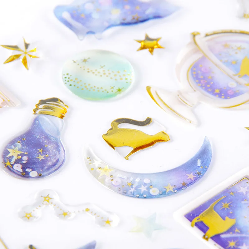 Kawaii наклейки с кристаллами милые кошкой планетой акриловые декоративные дети