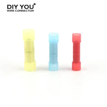 

Insulated Straight Terminal Butt type Wire Connector Electrical Cable Crimp Terminals Red 22-16AWG Blue 16-14AWG Yellow 12-10AWG