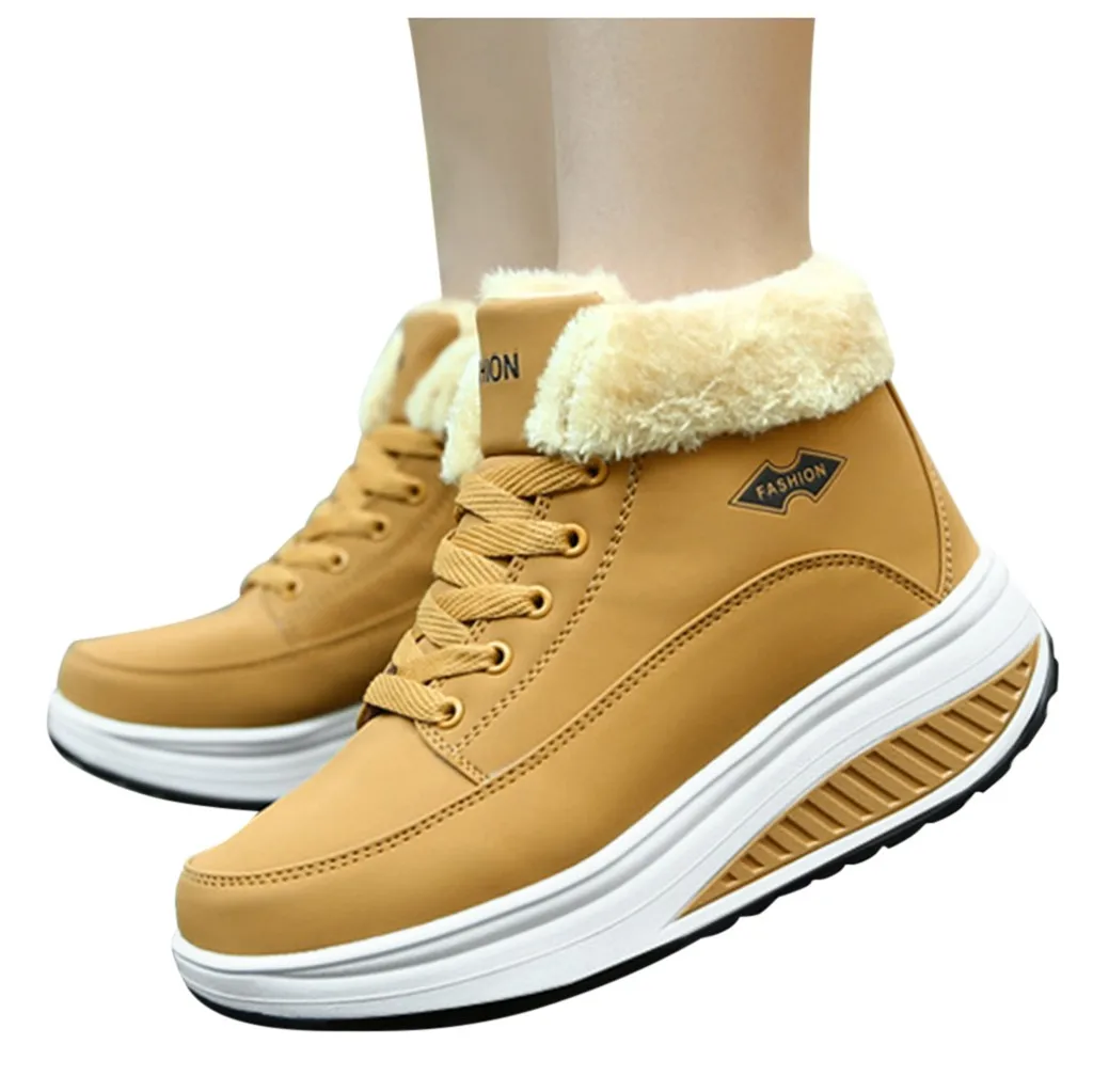 

Women Ankle Boots Fashion Winter Women Soft Bottom Lace-Up Keep Warm Snow Boots Round Toe Sports Shoes Zapatos de Mujer 20