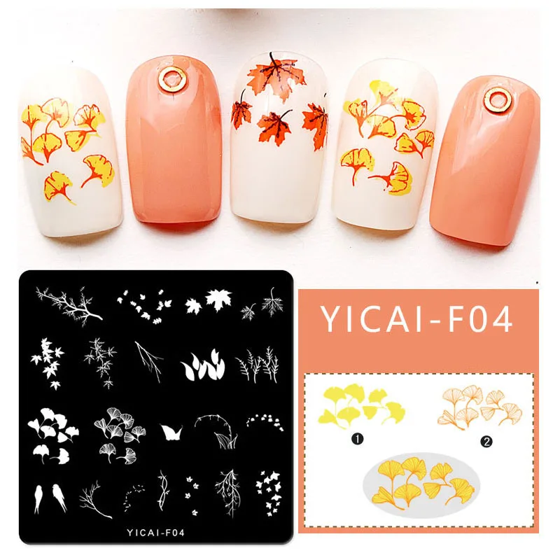 Квадратный натуральный серии пластины для ногтей цветы лист изображения печатные формы геометрический трафарет дизайн ногтей штамп инструмент