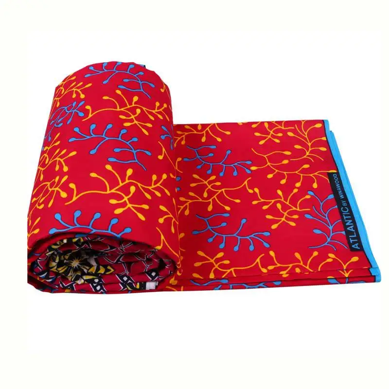 african fabric polyester ankara african wax Yellow&Blue Floral prints fabric wax for dress
