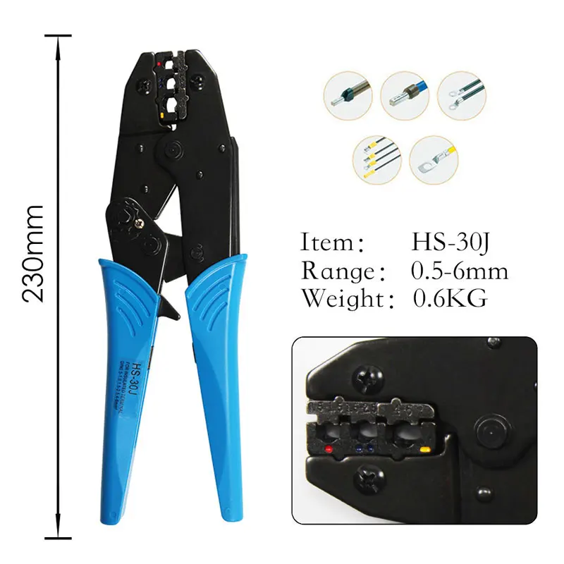 280pcs/Box Full Insulated Fork U-type Set HS-30J Terminals Crimping pliers Connectors Assortment Kit 0.5-6mm2 crimping toos