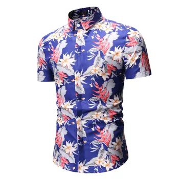 

Shirts Flower Men High-quality Fashion Shirt Casual Men Personal New Short Sleeves National Costume Business Male