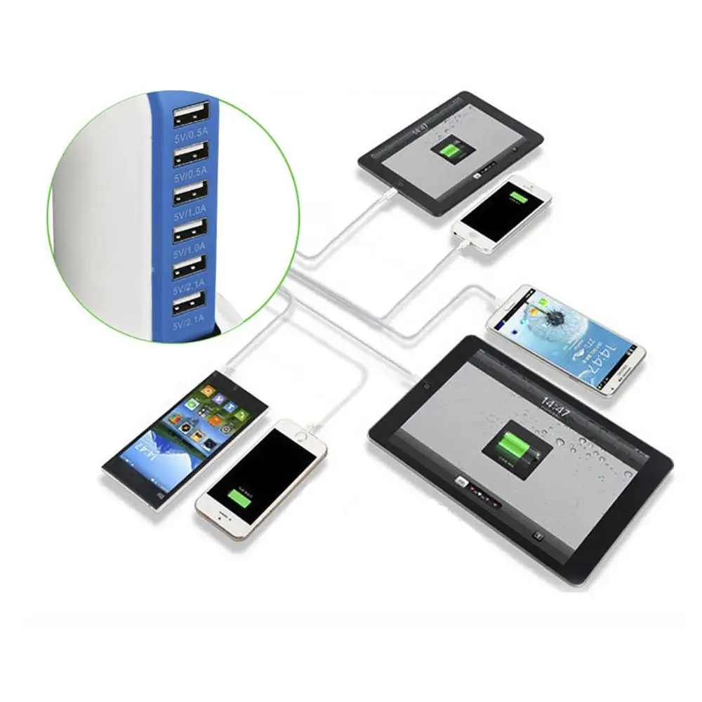 Портативная 6 портовая usb станция для быстрой зарядки с несколькими портами