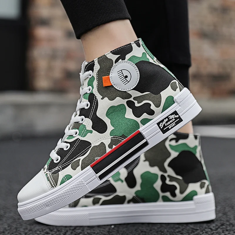 

Vogue Men' Fashion Canvas Shoes High Quality Outdoor Non-slip Flats Shoes High Top Pop Tide Trend Sneakers Casual Shoes 38-55