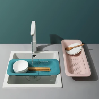 

Retractable Rack Multifunctional Kitchen Storage Bag Fruit and Vegetable Basket Folding Filter Kitchen Bowl Chopsticks Rack