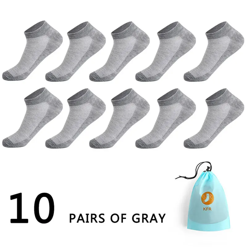 10pairs Men Socks Lot Invisible Ankle Socks Short Winter Black Gray Breathable Thin Cotton Socks Men Size EUR 38-42(US6.5-11