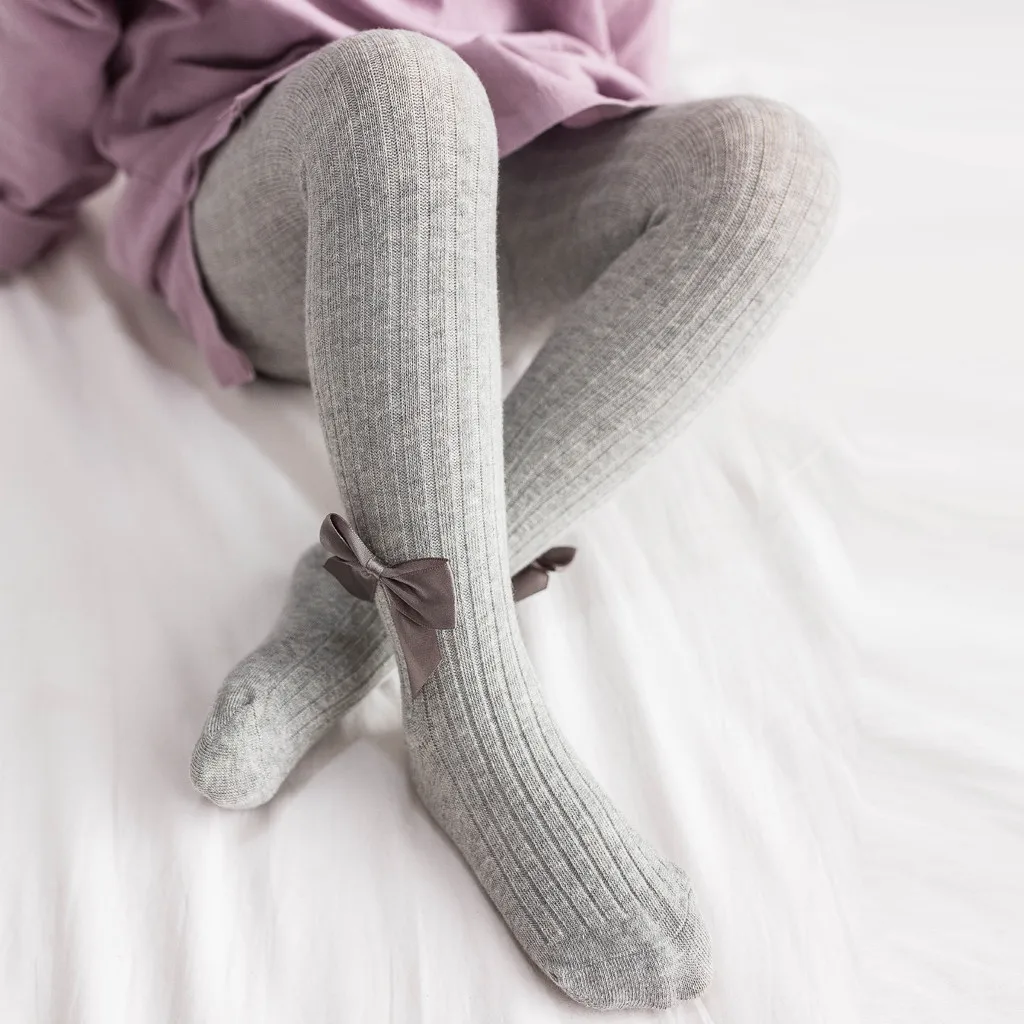 Детские чулки с бантом для маленьких девочек Однотонные теплые колготки с бантом, штаны костюм на год детская одежда Вечерние и фотосессии