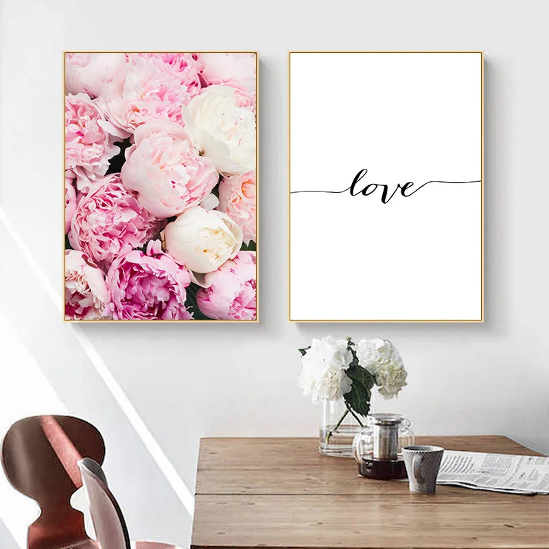 Минималистичные плакаты и принты розовый цветок пиона декор детской комнаты