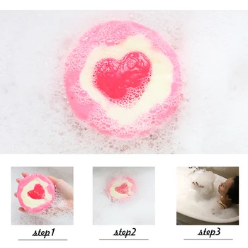 

Heart-shape Bubble Bath Salts Rose Fragrant Essential Oil Bathing Bombs Fizzy Spa Ball Moisturizes Exfoliating Moisturizing