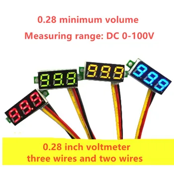 

50pcs 0.28 inch digital led mini DC display module 0-100v three-wire voltmeter voltage tester led panel meter 0.28