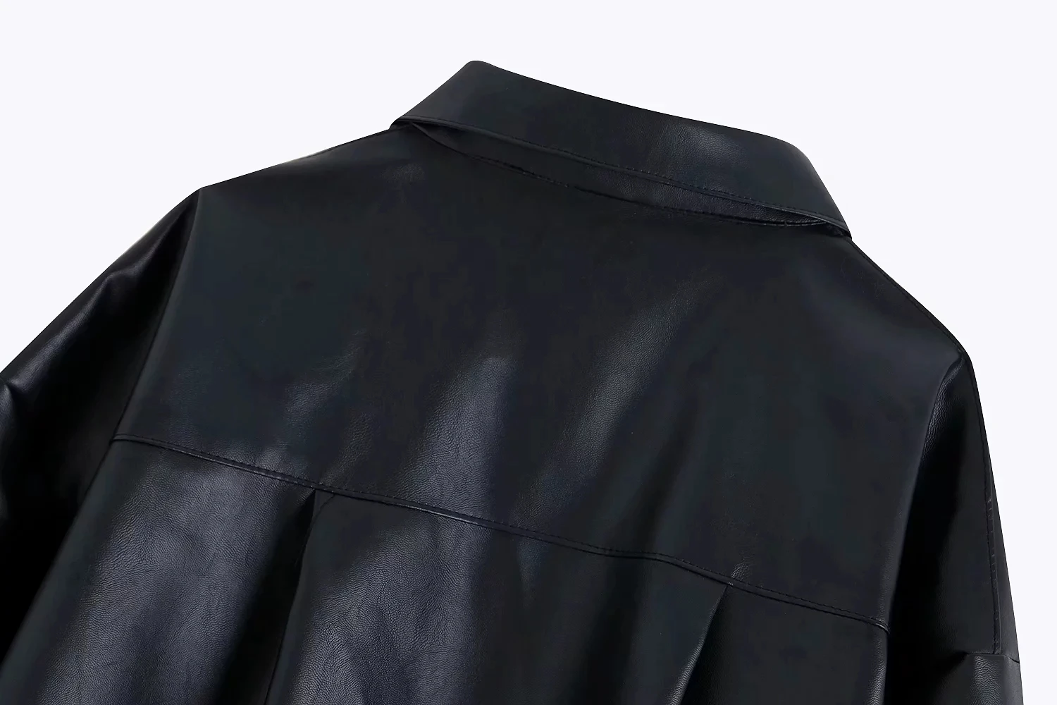 2019 PU leather oversized Blouse women long sleeve Womens tops and blouses loose faux leather long Shirt ladies black full Tops