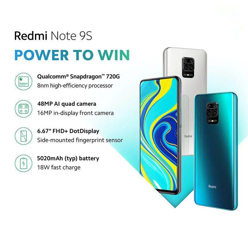 Global Version Xiaomi Redmi Note 9S 9 S 64GB 128GB Smartphone Snapdragon 720G 48MP AI Quad Camera 6.67\