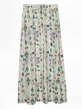 

New Ladies Midi Skirt Romantic High Waist Slim Floral Printted Women Long Skirts Lace-up Wild Stylish