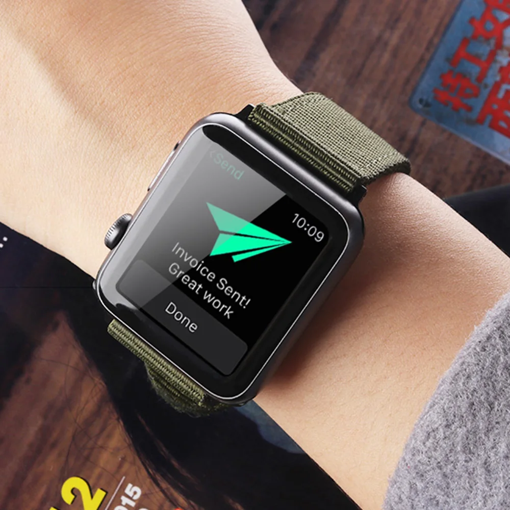 Лидер продаж, нейлоновый ремешок для наручных часов Apple Watch, версии 5/4/3/2/1, спортивный кожаный браслет, 42 мм, 44 мм, 38 мм, 40 мм, ремешок для наручных часов iWatch, ремешок