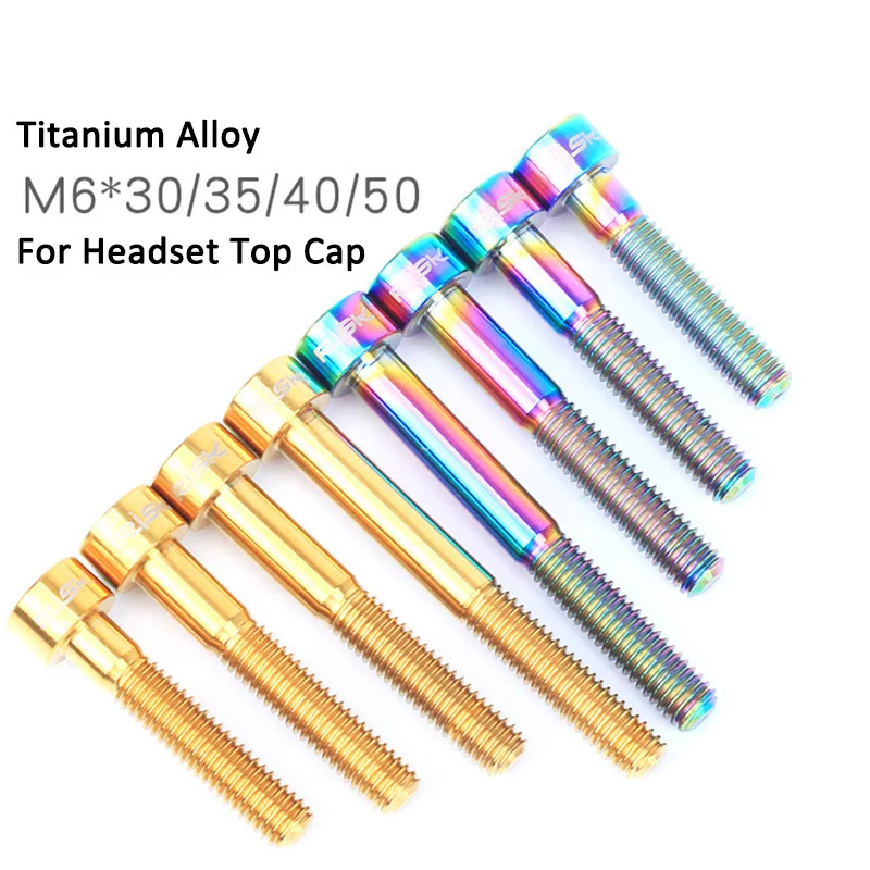 RISK M6x30mm титановый велосипедный болт для гарнитуры, велосипедный шток, верхняя крышка, винт для горного велосипеда M6x30mm, разноцветный