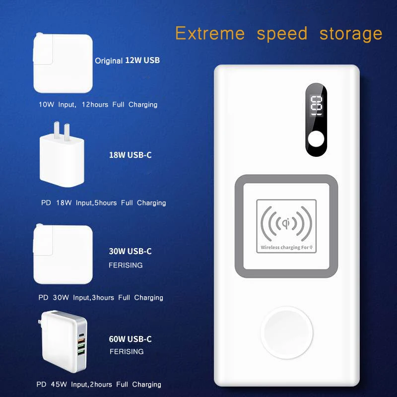 

Wireless Power Bank PD3.0 60W Fast Charger Mobile Power 20000MAh for Iphone Mobile Phone 4/3/2