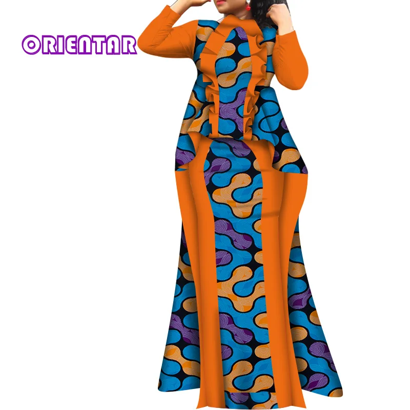 Комплект из 2 предметов модная женская одежда в африканском стиле Длинные Топы с