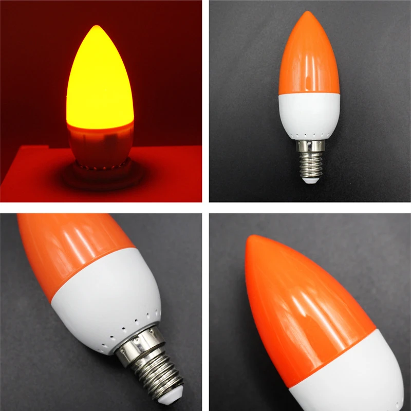 3 Вт E14 E27 цветная Свеча лампа AC220V 8 светодиодов 2835 энергосберегающая не диммируемая ПК абажур красный оранжевый желтый зеленый белый