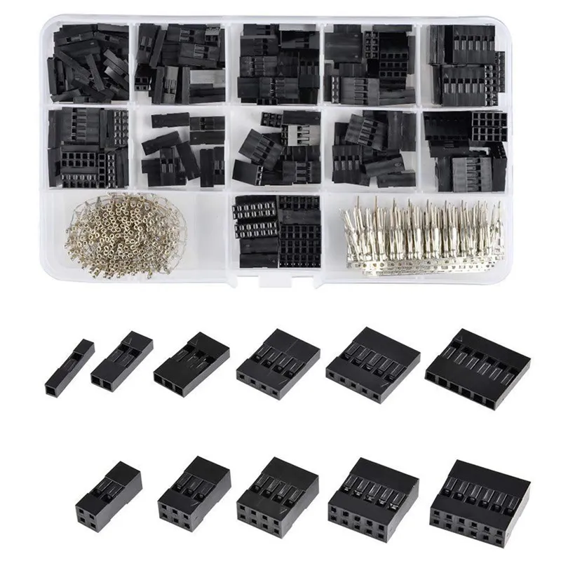 

Hot 620Pcs 2.54mm Pitch JST SM 1 2 3 4 5 6 Pin Housing Connector Dupont Male Female Crimp Pins Adaptor Assortment Kit