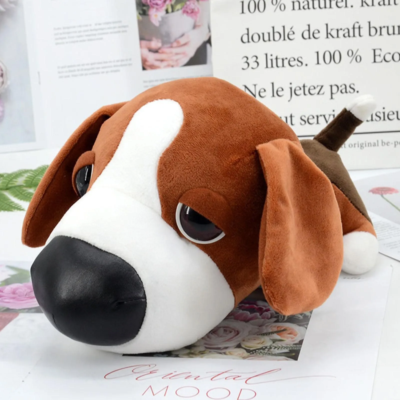 40# Creative Cute Toy Puzzle Cloth Art Plush Big-eyed Dog To Help Baby Comfort Sleeping Ornaments Home Decoration Ornament | Игрушки и