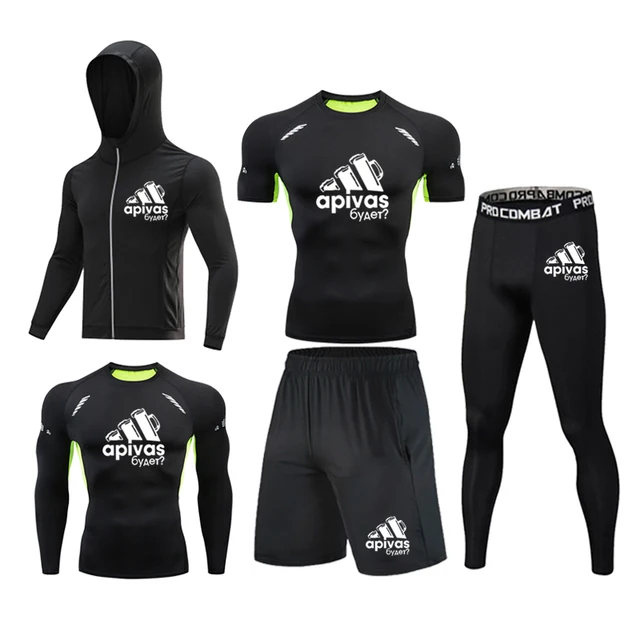 Men Jiu jitsu Rashguard MMA T-shirts Sets Bjj Muay Thai Boxing Jerseys Long Sleeve Boxeo Suit Brand 5Pcs Set Fitness Sport Suits 5Pcs Set