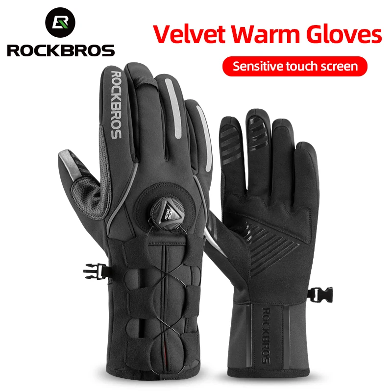 

ROCKBROS Adjusatble Cycling Gloves Reflective Screen Touch Warm Waterproof MTB Bike Gloves Outdoor Motorcycle Bicycle Gloves