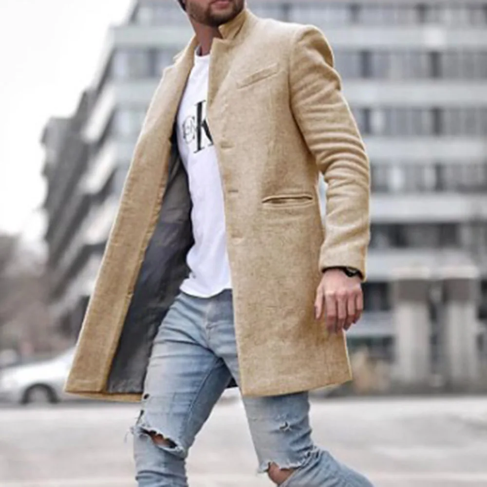 50% OFF Autumn Winter 2019 Fashion Wool Coat Men Plus Size Outwear Black Warm Men's Long Blazer Coats Office Overcoat Tailored Coats 4XL