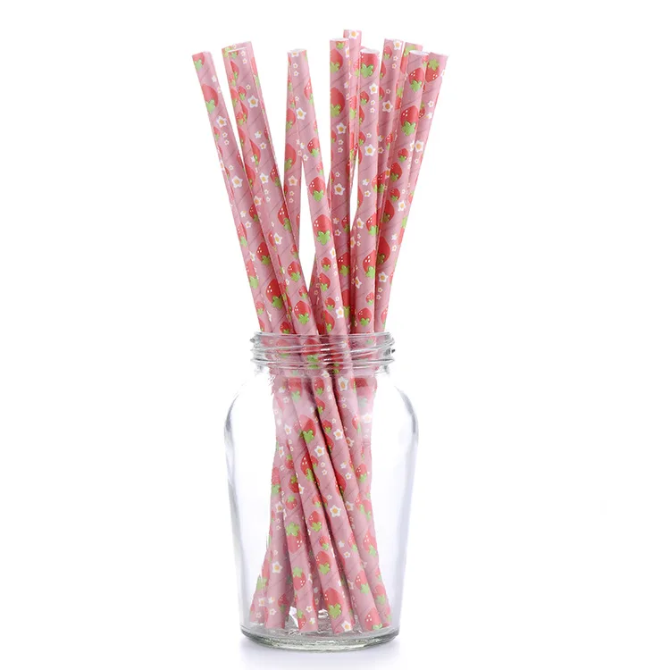 

One-Time Paper Sucker Beach Party Fruit Juice Beverage Paper Sucker Fruit Pattern Customizable Logo Manufacturers Direct Selling