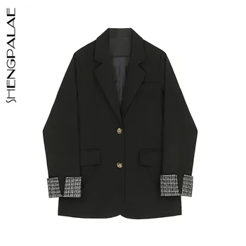 

SHENGPALAE 2020 New Fashion Autumn Women Blazers And Jackets Work Office Lady Suit Slim Business Wild Splice Coat ZA3276