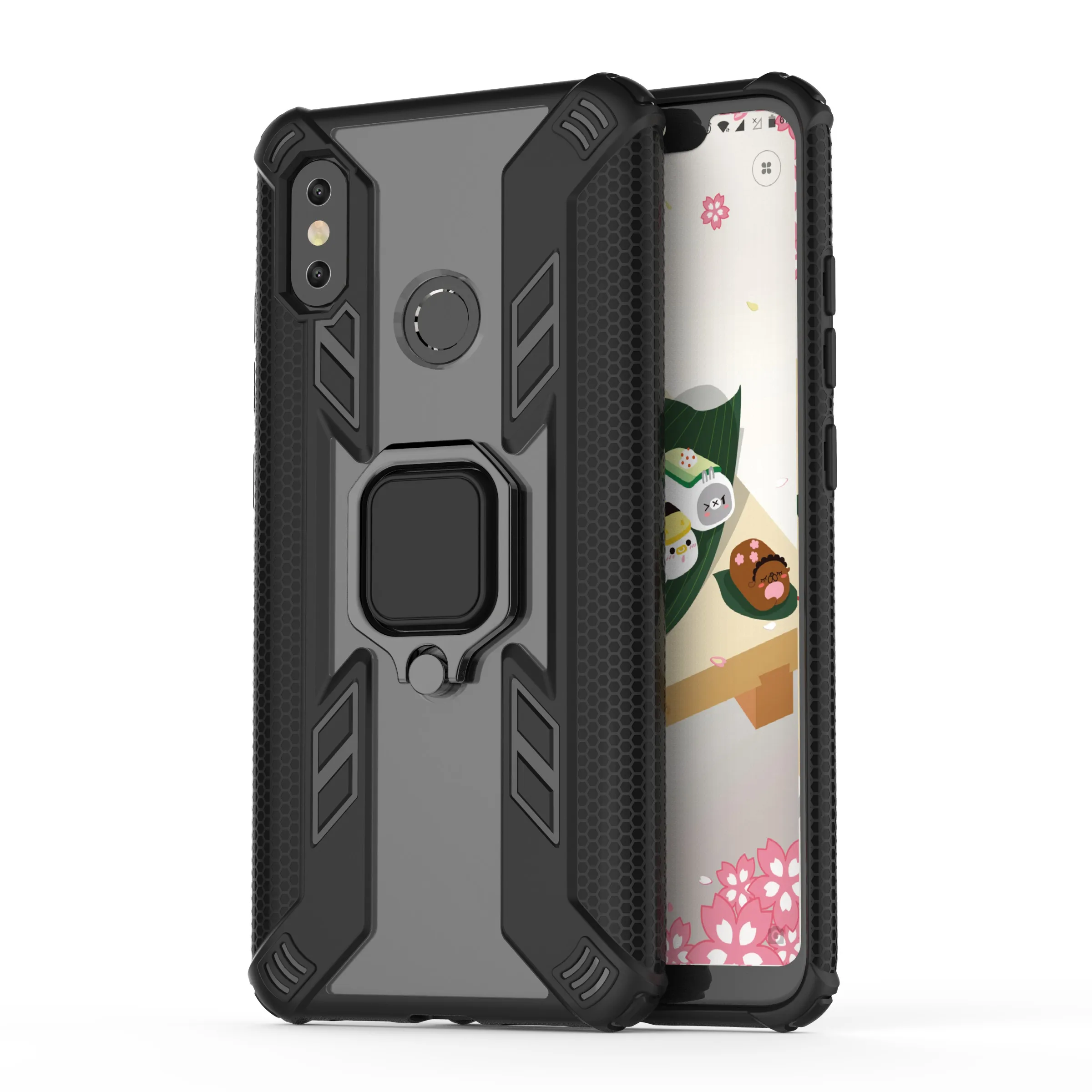 Armor Case For Xiaomi Redmi 8 Lite Note 7 K20 9T Pro Shockproof Car Magnetic Holder Silicone Ring Protective Cover Phone | Мобильные