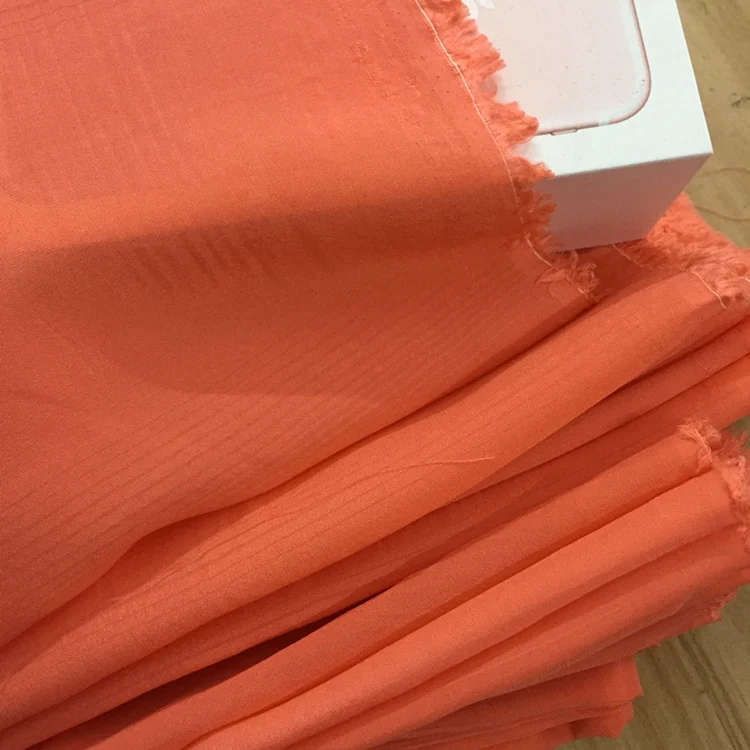 Шелк ткань шифон, цвет: розово-оранжевый, ширина: 112 см, толщина: 11 мм, Длина: 1580 см,# tongbu