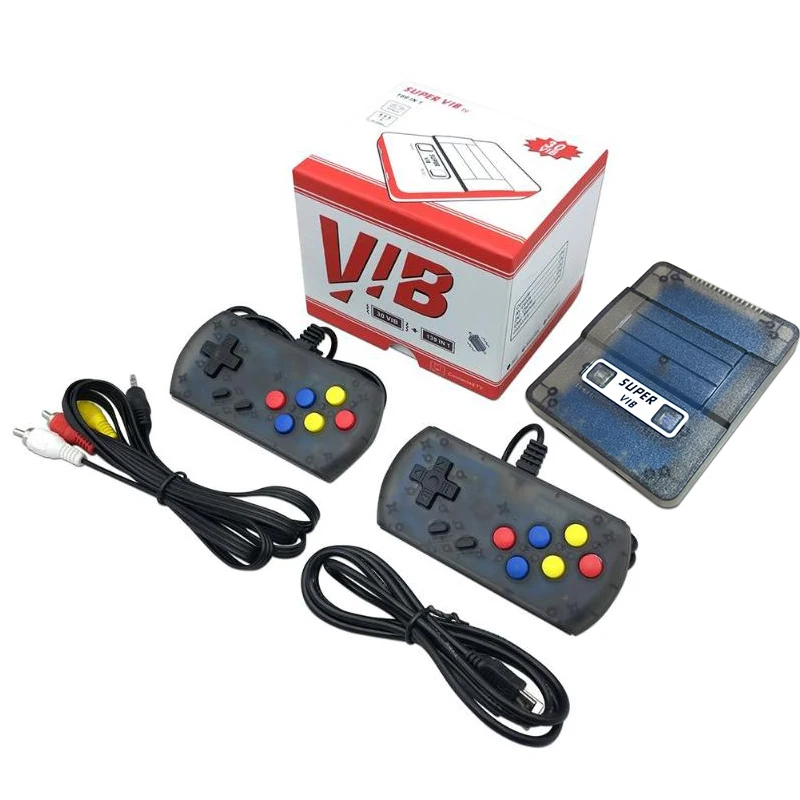 Супер VIB ТВ игровая консоль 8 бит Ретро игровая консоль встроенный 169 игр для ручных игровых плееров двойной виброгеймпад - Цвет: tr-black with box
