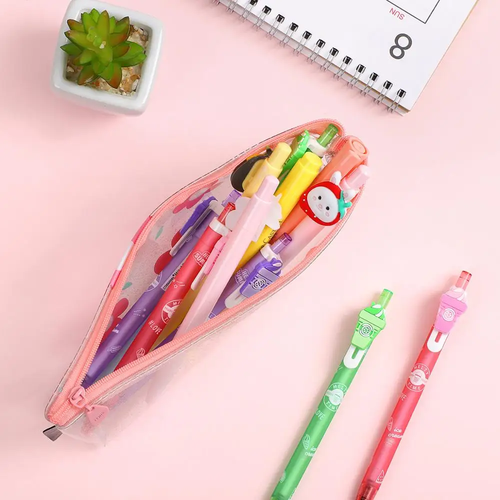 JIANWU 1 шт. Kawaii flower Карандаш Чехол Треугольники из прозрачного ПВХ с высокой пропускной способностью карандашей, пенал милый Карандаш Чехол школьные принадлежности