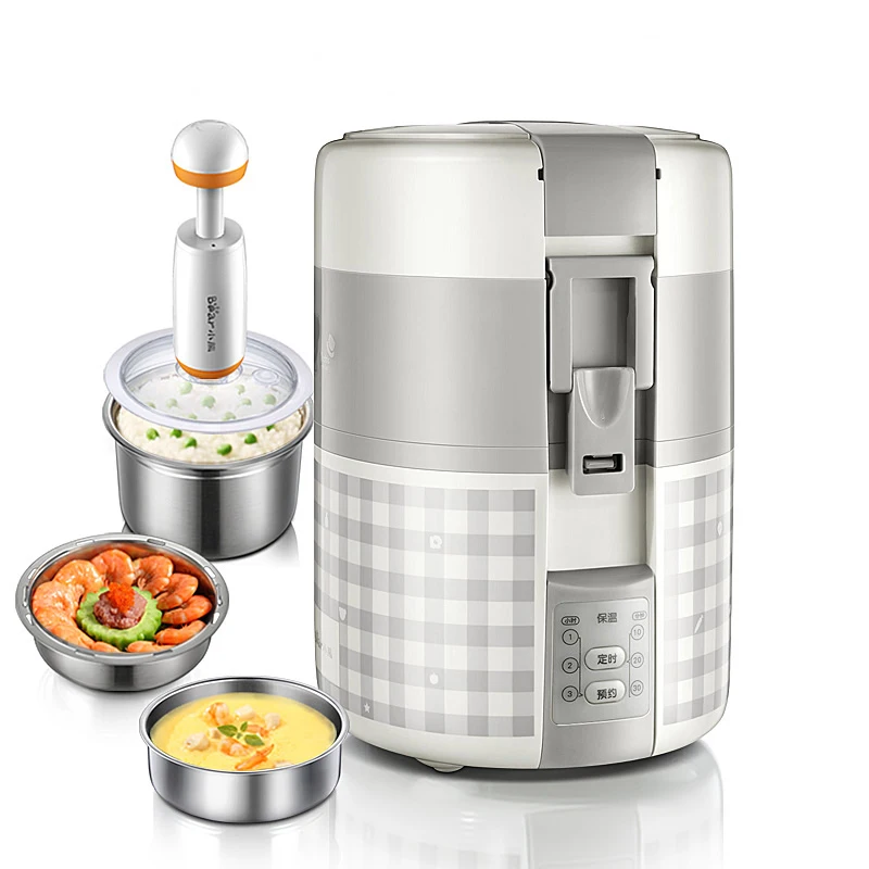 

2L Electric Lunch Box Rice Cooker Three Floors Insulation Pluggable Heating Vacuum Appointment Timing Preservation