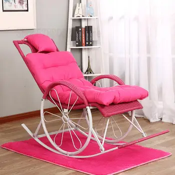 

Rocking Chair Recliner Balcony Recliner Chair Adult Folding Lunch Break Siesta Leisure Elderly Chair with cushion+carpet