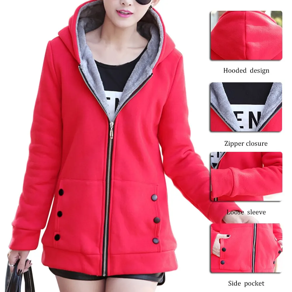 Женская куртка с капюшоном Повседневная Теплая Флисовая Куртка размера плюс 7