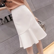 Юбки Женские Простые Универсальные однотонные трендовые женские в Корейском стиле высококачественные летние большие размеры юбки студенческие Harajukku